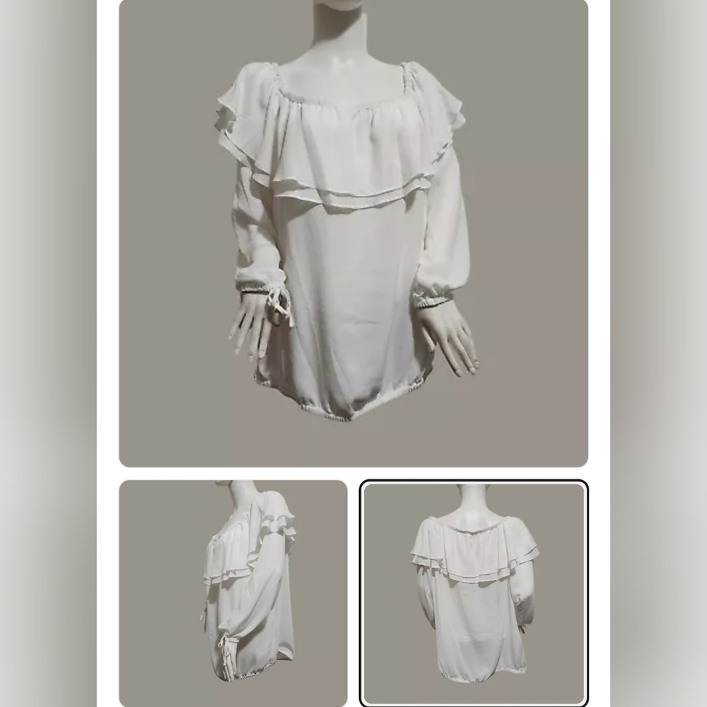 Elegant White Ruffle Blouse